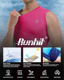 GYHSRunhit Sleeveless Compression Shirt Men Top Athletic Muscle Shirts Men - 玫紅色 - 查看 5