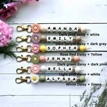 1pc Customized Daisy Silicone Keychain, Personalized Name Tag, Memorial Gift, Monogram, Multi-Functional, Practical, Lightweight, Minimalist, Business Casual, Commute, Cute, Kawaii, Vacation Vibe/Personalized Vacation, Customized, Customized Personalized Gift For Women, Crossbody Bag/Crossbody Bag, Travel Bag, Tote Bag, Ideal Gift For Girlfriend, Family, Friends, Women, Newcomers And Office Workers, Versatile, Large Capacity