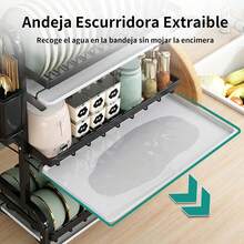 Stainless Steel Dish Drainer Over Sink, 3 Tier Dish Drying Rack For Kitchen Countertop, Utensil And Cutting Board Holder, Glass Rack, Suitable For Kitchen - Black - View 5