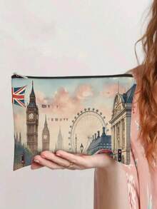1 Túi đựng mỹ phẩm London - Túi đựng đồ trang điểm du lịch Anh Quốc in hình Tháp Big Ben, Vòng quay London Eye và bốt điện thoại màu đỏ - Túi đựng đồ vệ sinh cá nhân có khóa kéo nhẹ, dung tích lớn đựng mỹ phẩm và văn phòng phẩm - Món quà du lịch London hoàn hảo, túi đựng mỹ phẩm, họa tiết vui nhộn, túi có khóa kéo chất lượng cao, hộp đựng đồ trang điểm, túi đựng mỹ phẩm, đồ dùng lưu trữ - Nhiều màu - Xem 5