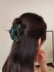 1 Peça Clipe de Cabelo Floral Vintage, Incrustado com Strass Verdes, Acessório de Cabelo Elegante e Clássico com Pétalas, Adequado para Uso Diário, Acessórios de Cabelo para Viagens de Férias