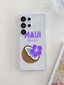 1pc Minimalist Coconut Flower Letter Perforated Transparent TPU Shockproof Phone Case, Suitable As Holiday Gift For Partner And Friends, Compatible With Apple Xs/Xsmax/Xr/11 12 13 14 15 16pro/Promax/14 15 16plus, Nothing, Pixel, INFINIX, Redmi Series - Multicolor - View 5