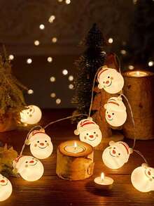 1 buc 1.5m 10 lumini LED de Crăciun lumini decorative Moș Crăciun om de zăpadă șir de lumini de Crăciun decorațiuni pentru brad de Crăciun potrivite pentru petrecerea de Crăciun sufragerie dormitor și cameră decorare recuzită de lumini cu pălării de Moș Crăciun, ideale pentru brad de Crăciun, casă de vacanță și decorațiuni de petrecere (bateriile nu sunt incluse, necesită baterii AA)