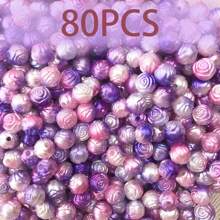 80pcs/Pack 7.5mm Dual-Color Rose Flower Loose Beads, For DIY Earrings, Bracelets, Necklaces And Other Accessories