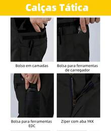 Men's Waterproof Military Cargo Tactical Pants With Multiple Pockets - 黑色 - 查看 6