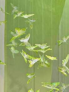 10 Pieces Of Green Crystal Butterfly Hanging Decorations, DIY Butterfly Garlands (Including 30-Meter Transparent Hanging Lines), Suitable For Festival Parties, Bedrooms, Living Rooms, Corridors, Backgrounds, Hotels, Wedding Decorations