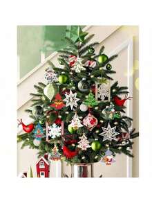 10 Peças Enfeites Penduráveis para Árvore de Natal, Artesanato de Madeira DIY, Pintura e Desenho DIY (Com Corda), Decorações de Natal, Suprimentos de Decoração DIY para Árvore de Natal