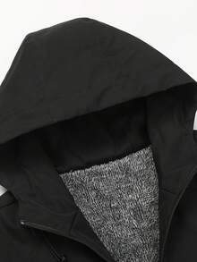 1 件男士保暖内衬夹克，秋冬季休闲连帽外套