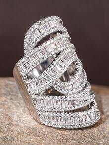 1 PC Glamorous Cubic Zirconia Ring For Women For Wedding Engagement Anniversary Party Jewelry Valentine's Day Gift - 1# - View 12