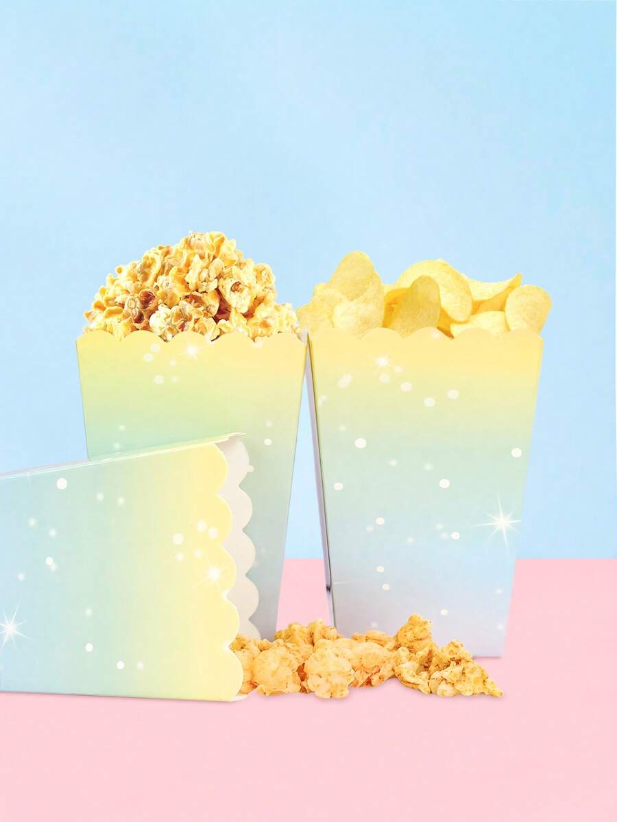 10 pièces/20 pièces/50 pièces Boîtes à pop-corn en papier arc-en-ciel, sacs à pop-corn en papier colorés, contenants pour bonbons et collations, seaux à pop-corn en papier, supports pour fête d'anniversaire, mariage, baby shower, fournitures de fête