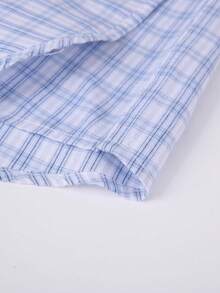 Luxury Wingtip Collar Dress Shirt For Groom, Stretch Comfort Fit, Wrinkle-Free & Breathable Fabric, Self-Tie Bow Tie, Black Tie Wedding & Gala Essentials - 藍灰格 - 查看 6