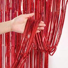 1pc Laser Rain Curtain Decor: 1*2m/39.37*78.74in, Party Wedding Birthday Stage Decoration, Children's Festival Christmas Halloween Background Atmosphere Streamers