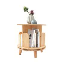 YUNRUX Book Organizer Bookcase Bookcase Standing Shelf Mini Wooden Side Table Rotatable 4 Compartments - Ginger - View 2