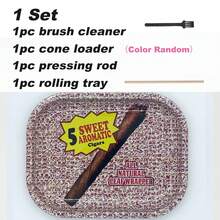 4 Stücke/Set Zigarettenrollschale Set | Größe - 18 cm x 14 cm | Cartoon Metall Rollschale - Perfektes Raucher Zubehör für Zigarettenpapiere und vorgefertigte Kegel Set