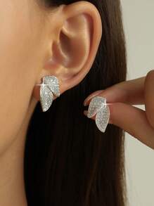 1 Paar elegante, atmosphärische Blatt-förmige Ohrringe für Frauen, geeignet für Alltag, Feste, Hochzeiten, Kupfer mit kubischem Zirkonia, Geschenkschmuck