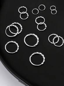 1 对 S925 纯银简约小众耳环，女士迷你甜美优雅简约扭曲小圈耳环，日常佩戴耳洞耳骨环精美珠宝礼物