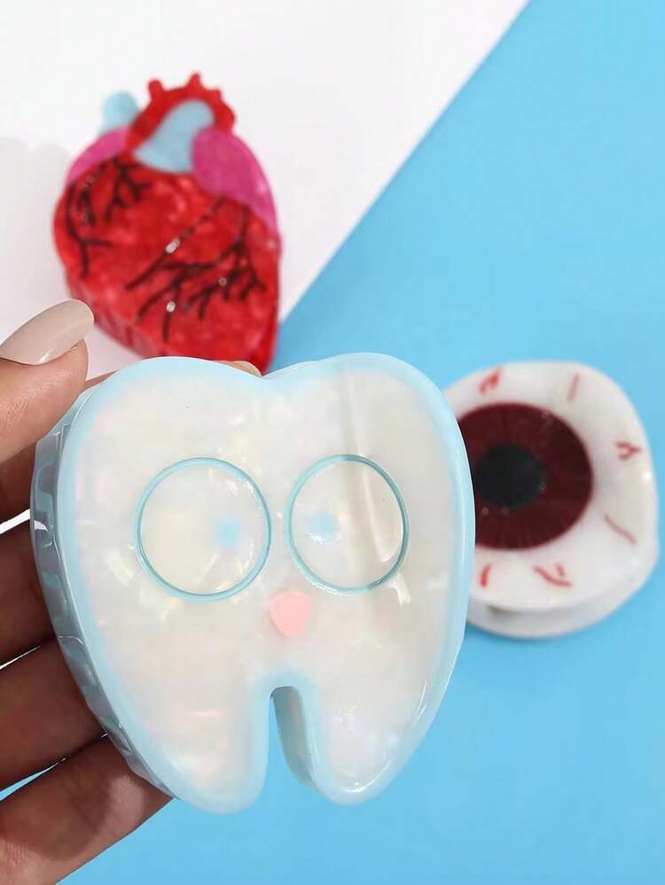 1pc Creative Realistic Brain, Heart, Claw, Tooth, Nurse Cap, Syringe Shaped Hair Clips, Hair Claw, Hair Accessories For Women, Personalized Medical Series Hair Clips, Medical Student Anatomy, Creative Anti-Slip Half-Bun Hair Clips, Funny Hair Accessory Fall Fashion Flower Claw Clips Autumn Hair Clutch Elegant Clips For Hair Winter For Vacation Outfits Woman - Multicolor - View 5