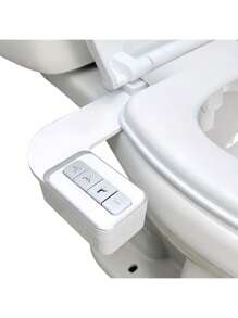 易于安装的右手马桶和浴缸配件 - 非电动，双喷嘴，用于女性和臀部清洁，可调节水压，自动清洁，包括不锈钢 T 型阀和编织软管，非电动，冷水