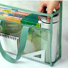 Portable Waterproof Transparent File Organizer Bag – A4 Size Multi-Color Document Tote For Office & School Supplies,Back To School,School Supplies