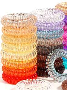 100 piezas Gomas de pelo en espiral de color caramelo, bandas de pelo de alta elasticidad, adecuadas para coleta, moño, accesorios de cabello diarios