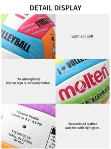 molten 5# Lava Official Volleyball, Standard Size, Soft Touch, Stable Flight, PU Material, Machine Stitched, Designed For Beach Goal, Suitable For Adults, Teens & Beginners, Indoor/Outdoor Sports, Practice & Beach Games (Ball Shipped Uninflatd) - Multicolor - View 8