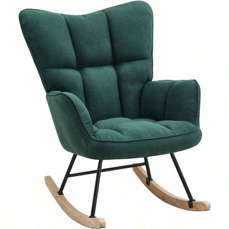 HaiYiZuhause Rocking Chair Modern Chair With High Back Soft Relaxing Chair And Relaxing Chair For Living Room Bedroom And Reading Room Rocking Chair Cream White