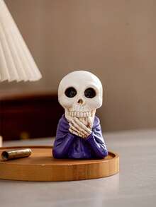 1 Stück Halloween gruselige Harz Deko lachender Schädel Ornament, unheimliche Atmosphäre Feier Dekoration Geschenk, Vintage Stil, geeignet für Spiele, Malerei, Küche, DIY, Abschluss, Büro, Möbel für Zuhause