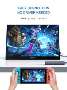 2K 14-Inch 60hz 2160*1440 Brightness 330cd/㎡ 100%SRGB HDR Built-In Speakers Ultra Slimr Gaming Portable Monitor Suitable For Laptops/Mobile Phones/PS Switch Second Monitor , Mini HD, No Adapter