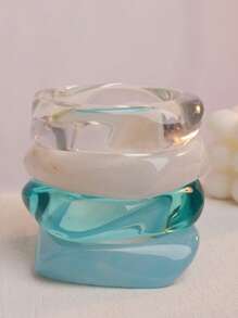 1pc Exaggerated Resin Asymmetrical Semi-Transparent Design Bracelet