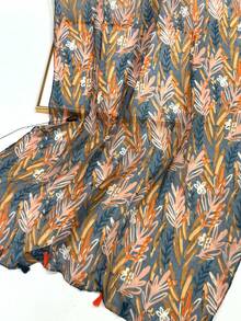 1pc Simple Printed Scarf, Lightweight & Breathable Tassel Shawl, Elegant & Fashionable Design For Women, Versatile Silk Scarf For Spring/Summer, Outdoor Sun Protection Beach Wrap, Headscarf For Dress - Brown - View 5