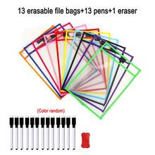 BELLKIDS 6/12 Transparent Double-Sided Erasable Dry Erase Bags With 8-Color Pens, Hanging Writing File Bags, Colored Graffiti And Painting Bags, PVC Storage Bags, Literacy Games, Interactive Props, Perfect For Classrooms, Families, Student Stationery, And Teaching Tools.