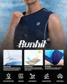 GYHSRunhit Sleeveless Compression Shirt Men Top Athletic Muscle Shirts Men - 海軍 - 查看 5