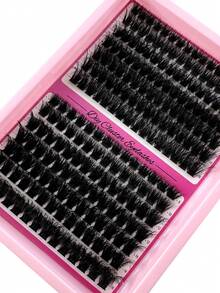 210pcs DIY Faux Mink Eyelashes 120D+160D Fluffy Individual Lash Extensions, 5D Effect 0.07mm Curled Dramatic Lashes 9-16mm Mixed Tray, Makeup Tools, Bulk Personal Lash Extension, Suitable For Home Use, Everyday Makeup, Costume Play - D - 查看 3