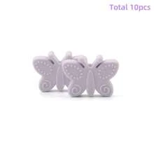 10pcs/Set 10 Colors Butterfly Silicone Beads, DIY Necklace Bracelet Earring Keychain Craft Jewelry Making Supplies