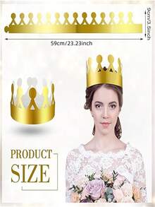 20pcs Gold Paper Crown - Birthday Party Decorative Hats, No Electricity Required, Disposable Event & Party Supplies - Gold - View 4