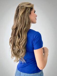 Kit 3 Women's Blouses V-Neck Short Sleeve T-Shirt - 寶藍色/黃色/紅色 - 查看 4