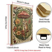 1 Framed/Unframed Warm Pastoral Plant Mushroom Mouse Children's Room Wall Art Canvas Poster Print, Minimalist Quirky Folk Art Aesthetic Decor, Suitable For Apartment, Living Room, Bedroom, Modern Home - Multicolor - View 13