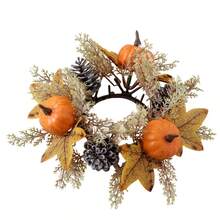 1pc Elegant Halloween Autumn Theme Decorative Candle Wreath. An Ideal Choice For Halloween Home Decor. Perfect For Decorating Your Dining Table, Fireplace Mantel Or Sideboard During The Halloween Season, Adding A Cozy Holiday Atmosphere To Any Space. (Candles Not Included) Halloween Decor, Room Decor, Christmas Decor, Home, Christmas Gift, Christmas Decoration - Multicolor - View 11