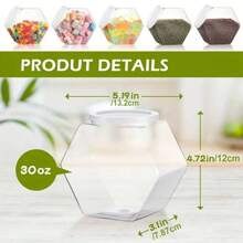Tarro de plástico hexagonal transparente con tapas, envases para galletas y dulces, recipiente de almacenamiento de alimentos reutilizable, suministros de cocina