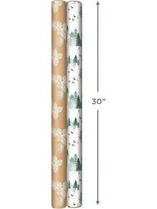 - Rollos de papel de regalo de Navidad - árboles verdes, conos de pino blanco en papel kraft reciclable (juego de 2 rollos: 150 sq.pies ttl.)Para fiestas de día festivo, bodas de invierno - Kraft café, conos de pino blanco, árboles de hoja perenne - Ver 11