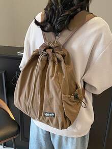 A Niche, Multi-Functional, Casual Tote Bag, Solid Color, Minimalist Style, Large Capacity, Portable Women's Bag, Minimalist Multi-Functional Bag Suitable For Daily Commute, Travel, Shopping And School - Coffee Brown - View 5