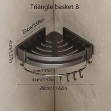 1pc Bathroom Corner Shelf, Aluminum Alloy Wall Mounted Shower Caddy, Rust-Proof Storage Rack Without Drilling