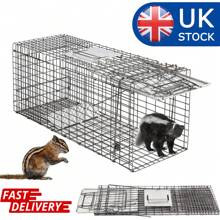 AutoFu Foldable Humane Animal Cage Trap With Carrying Handle, Large Humane Rat Trap Cage Live Animal Catcher Mouse Pest Rodent Control Bait, For Squirrels, Rabbits, Cats & Small Animals - Silver - View 1