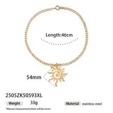 1pc Fashionable Luxury 18K Gold Stainless Steel Sea Conch, Starfish And Sun Pendant Necklace, Versatile Accessory For Women