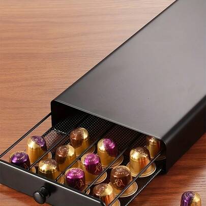 1 件锅架，防尘式咖啡胶囊收纳盒，台面抽屉式咖啡胶囊收纳架，适用于咖啡店、厨房和办公室，容量为 40 个，家庭整理和存储，家居饰品