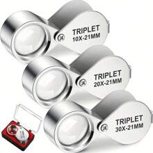 1pc Foldable Jewelry Magnifier, Portable Magnifying Glass, Pocket-Sized Cute Jewelry Magnifier, 10X 20X 30X Magnification, Metal, Back To School Office Supplies