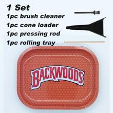 4 Stücke/Set Zigarettenrollschale Set | Größe - 18 cm x 14 cm | Cartoon Metall Rollschale - Perfektes Raucher Zubehör für Zigarettenpapiere und vorgefertigte Kegel Set