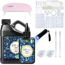 1-10pcs Upgrade Epoxy UV Resin Transparent Glue Adhesive, UV Quick Curing Silicone Mold Set For DIY Resin Casting Jewelry Crafts Making - Multicolor - View 2