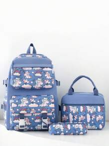 Modischer neuer Hochwertig-Farbiger Einhorn-Muster Schulrucksack Drei-Teile-Set, jugendlich und liebevoll Umhängetasche, süße tragbare thermisch isolierte Lunchbox Tasche, frisch bedruckter Stiftetui, Kapazität für Grundschüler der 1. bis 6. Klasse, Mittelschüler, Oberschüler, Studenten ultraleichte Ausflugstaschen