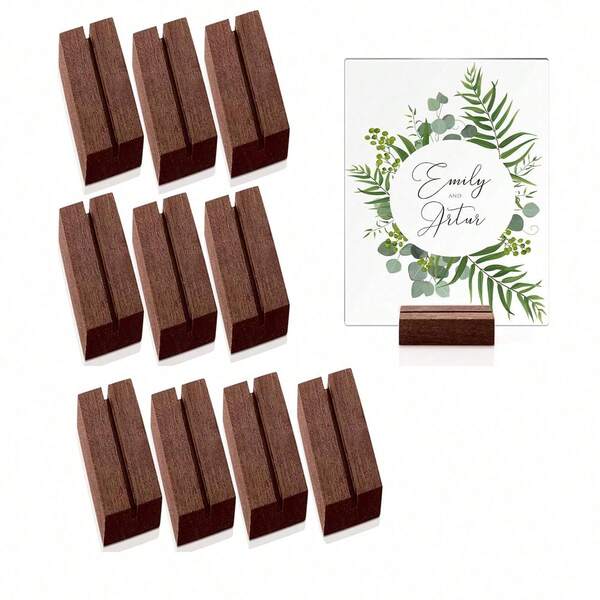 5pcs Wood Table Number Stands Wood Place Card Holders Picture Holder Acrylic Sign Holdersr For Ceremony Birthday Party Home Decoration